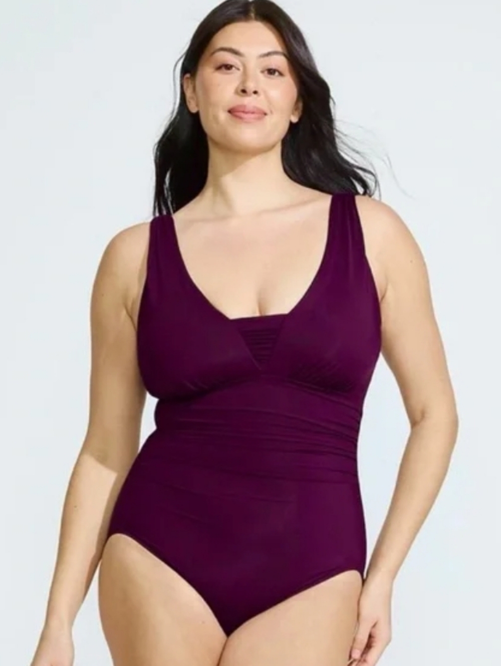 NEW lands' end women's slendersuit grecian one piece swimsuit size 14